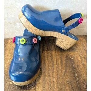 VGC Gymboree Girls Clog Size 3 Vintage 2012 Smart And Sweet Blue Flower Strap